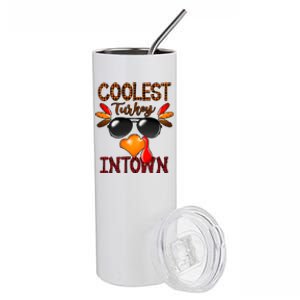 Coolest Turkey In Town Leopard Cool Gift Funny Gift Stainless Steel Tumbler