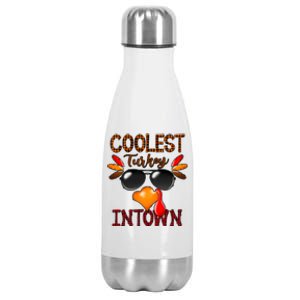 Coolest Turkey In Town Leopard Cool Gift Funny Gift Stainless Steel Insulated Water Bottle