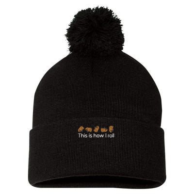 Capybara This Is How I Roll Cute Capy Rodent  Pom Pom 12in Knit Beanie