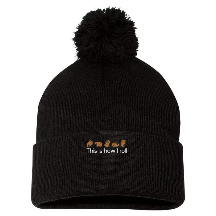 Capybara This Is How I Roll Cute Capy Rodent  Pom Pom 12in Knit Beanie