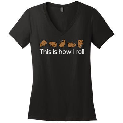 Capybara This Is How I Roll Cute Capy Rodent  Women's V-Neck T-Shirt