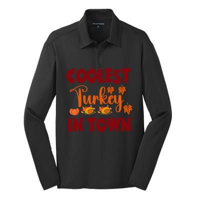 Coolest Turkey In Town Cute Gift Silk Touch Performance Long Sleeve Polo