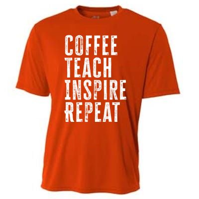 Coffee Teach Inspire Repeat For Teacher Coffee Lover Cute Gift Cooling Performance Crew T-Shirt