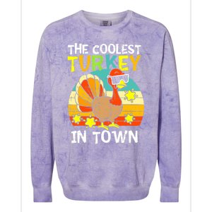 Coolest Turkey In Town Little Thanksgiving Gift Colorblast Crewneck Sweatshirt