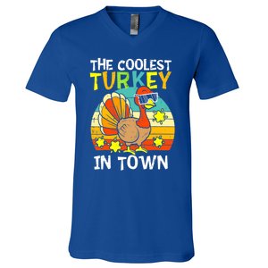 Coolest Turkey In Town Little Thanksgiving Gift V-Neck T-Shirt