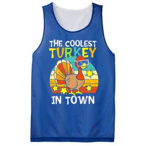 Coolest Turkey In Town Little Thanksgiving Gift Mesh Reversible Basketball Jersey Tank