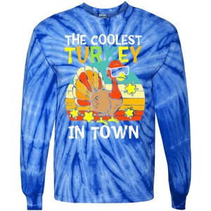 Coolest Turkey In Town Little Thanksgiving Gift Tie-Dye Long Sleeve Shirt