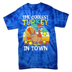 Coolest Turkey In Town Little Thanksgiving Gift Tie-Dye T-Shirt