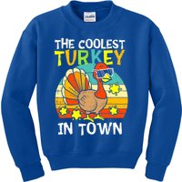 Coolest Turkey In Town Little Thanksgiving Gift Kids Sweatshirt