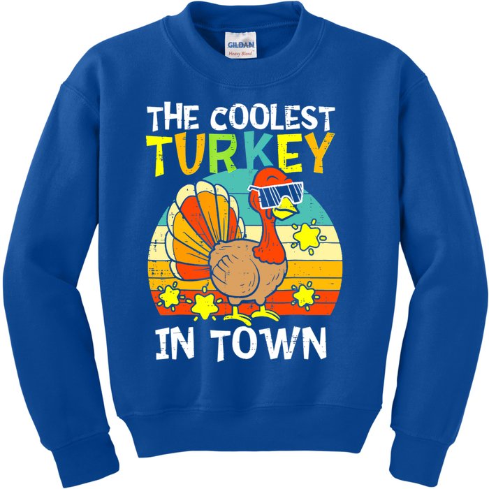 Coolest Turkey In Town Little Thanksgiving Gift Kids Sweatshirt