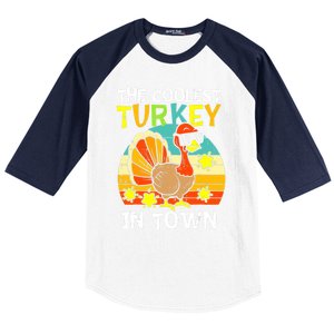 Coolest Turkey In Town Little Thanksgiving Gift Baseball Sleeve Shirt