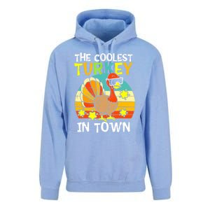 Coolest Turkey In Town Little Thanksgiving Gift Unisex Surf Hoodie