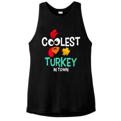 Coolest Turkey In Town Funny Thanksgiving Quote Great Gift Ladies PosiCharge Tri-Blend Wicking Tank