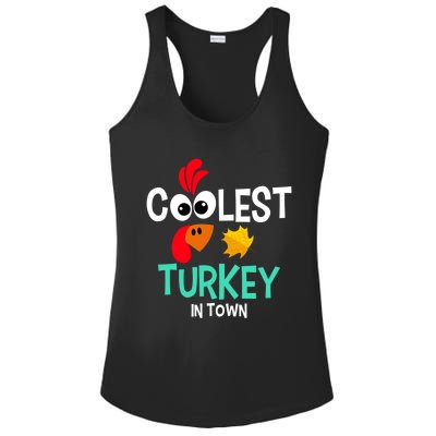 Coolest Turkey In Town Funny Thanksgiving Quote Great Gift Ladies PosiCharge Competitor Racerback Tank