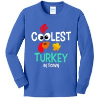 Coolest Turkey In Town Funny Thanksgiving Quote Great Gift Kids Long Sleeve Shirt