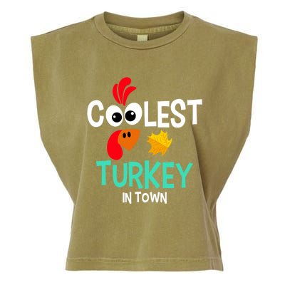 Coolest Turkey In Town Funny Thanksgiving Quote Great Gift Garment-Dyed Women's Muscle Tee