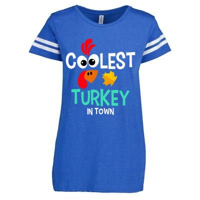 Coolest Turkey In Town Funny Thanksgiving Quote Great Gift Enza Ladies Jersey Football T-Shirt