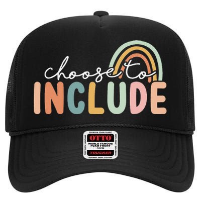 Choose To Include For Autism Teacher Special Education SPED High Crown Mesh Back Trucker Hat