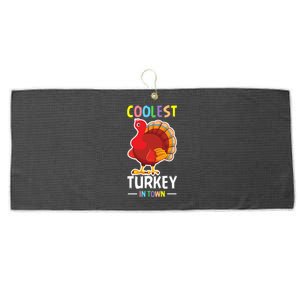 Coolest Turkey In Town Blessed Thanksgiving Great Gift Large Microfiber Waffle Golf Towel