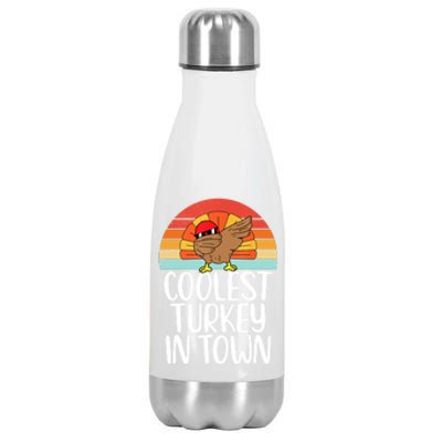 Coolest Turkey In Town Dabbing Turkey Thanksgiving Day Gift Stainless Steel Insulated Water Bottle