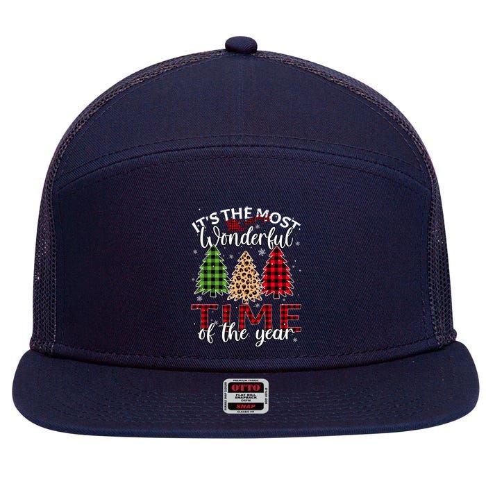 Christmas Trees ItS The Most Wonderful Time Of The Year 7 Panel Mesh Trucker Snapback Hat