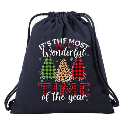 Christmas Trees ItS The Most Wonderful Time Of The Year Drawstring Bag