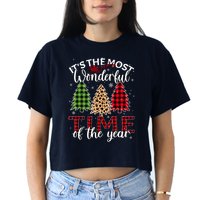Christmas Trees ItS The Most Wonderful Time Of The Year Crop Top