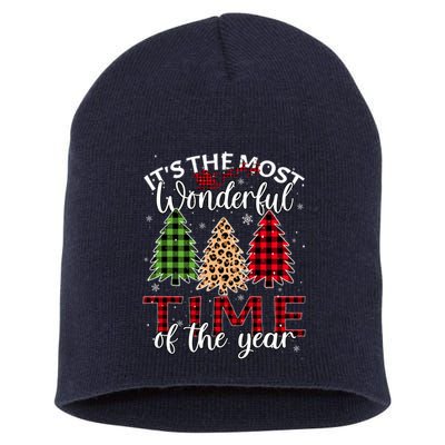 Christmas Trees ItS The Most Wonderful Time Of The Year Short Acrylic Beanie