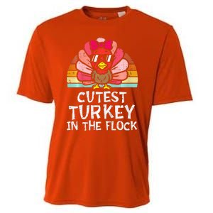 Cutest Turkey In The Flock Retro Thanksgiving Cooling Performance Crew T-Shirt