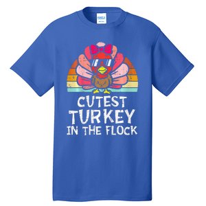 Cutest Turkey In The Flock Retro Thanksgiving Tall T-Shirt