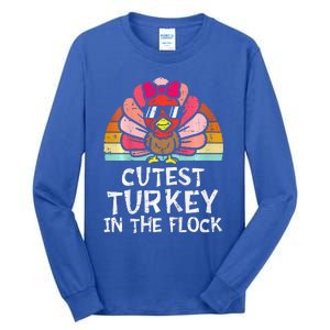 Cutest Turkey In The Flock Retro Thanksgiving Tall Long Sleeve T-Shirt