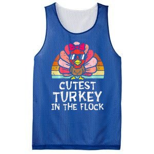 Cutest Turkey In The Flock Retro Thanksgiving Mesh Reversible Basketball Jersey Tank