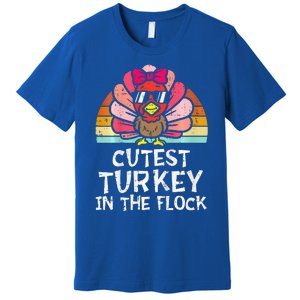 Cutest Turkey In The Flock Retro Thanksgiving Premium T-Shirt