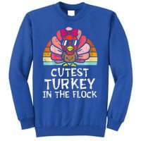 Cutest Turkey In The Flock Retro Thanksgiving Tall Sweatshirt