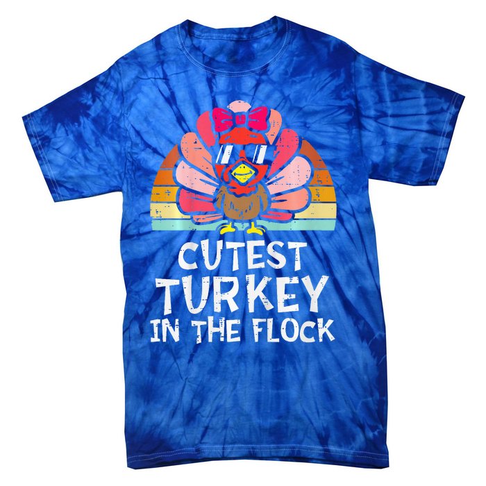 Cutest Turkey In The Flock Retro Thanksgiving Tie-Dye T-Shirt