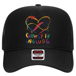 Choose To Include Autism Awareness Teacher Special Education High Crown Mesh Back Trucker Hat