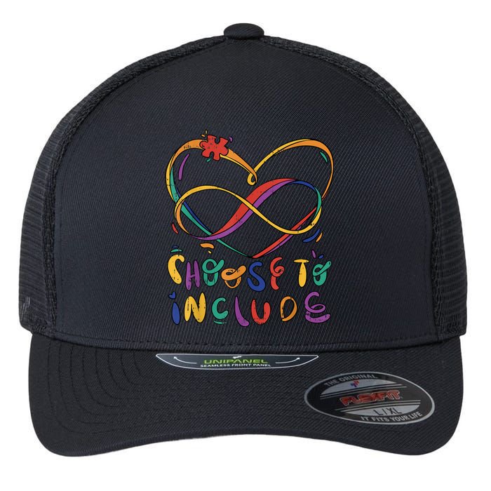 Choose To Include Autism Awareness Teacher Special Education Flexfit Unipanel Trucker Cap