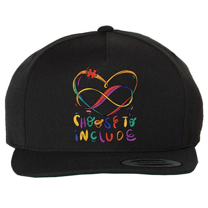 Choose To Include Autism Awareness Teacher Special Education Wool Snapback Cap