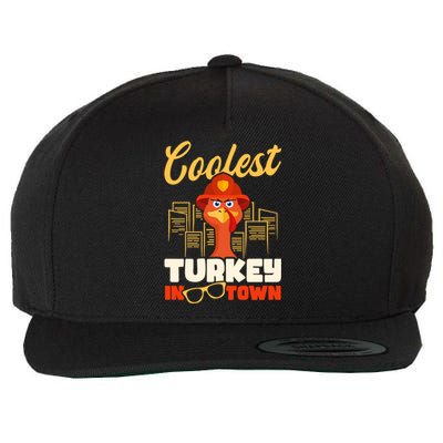 Coolest Turkey In Town Design Thanksgiving Firefighter Gift Wool Snapback Cap