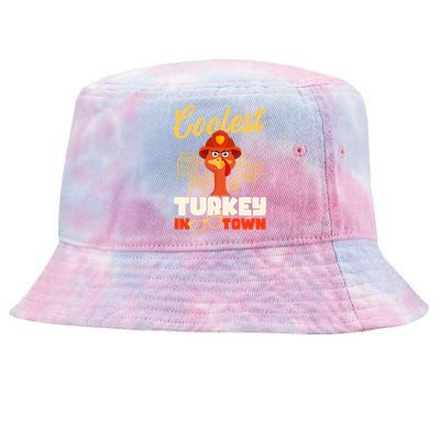 Coolest Turkey In Town Design Thanksgiving Firefighter Gift Tie-Dyed Bucket Hat