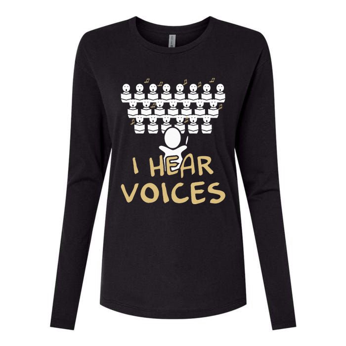 Choir Teacher I Hear Voices Funny Chorister Womens Cotton Relaxed Long Sleeve T-Shirt