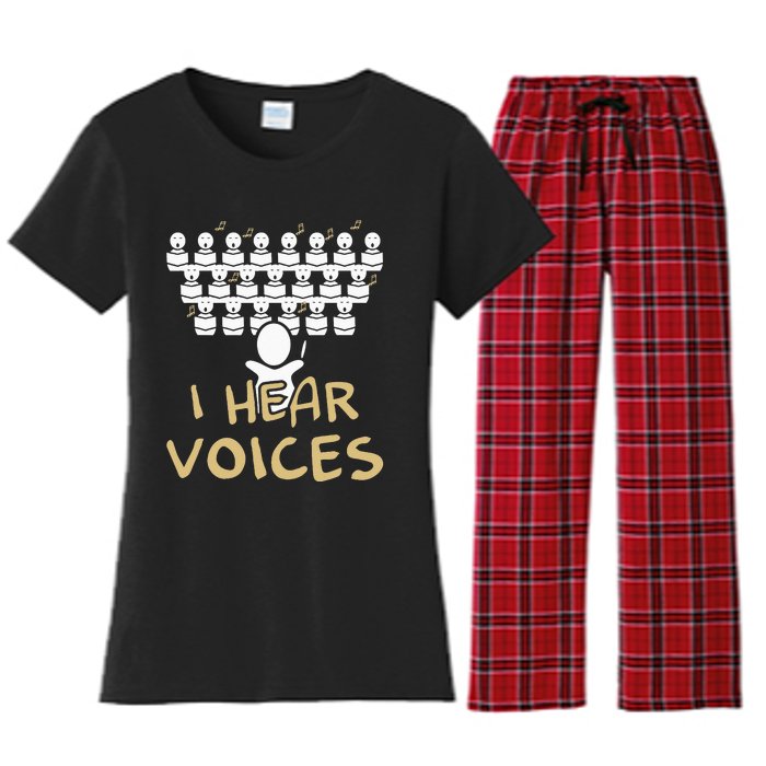 Choir Teacher I Hear Voices Funny Chorister Women's Flannel Pajama Set