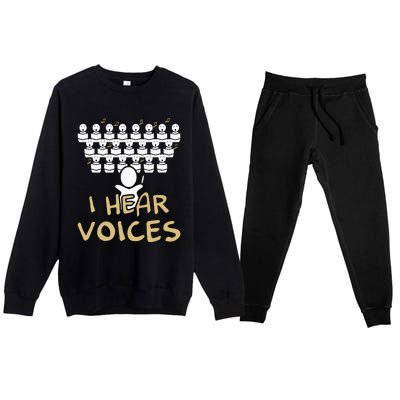 Choir Teacher I Hear Voices Funny Chorister Premium Crewneck Sweatsuit Set