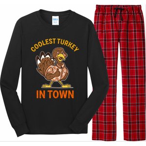 Coolest Turkey In Town Funny Thanksgiving Thankful Cool Gift Long Sleeve Pajama Set