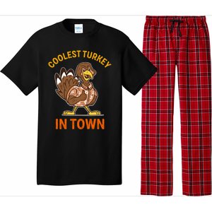 Coolest Turkey In Town Funny Thanksgiving Thankful Cool Gift Pajama Set