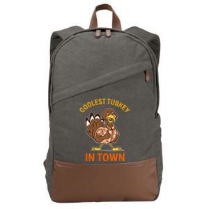 Coolest Turkey In Town Funny Thanksgiving Thankful Cool Gift Cotton Canvas Backpack