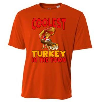 Coolest Turkey In Town Funny Thanksgiving Gift Cooling Performance Crew T-Shirt