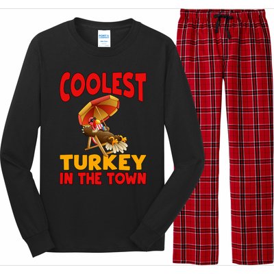 Coolest Turkey In Town Funny Thanksgiving Gift Long Sleeve Pajama Set