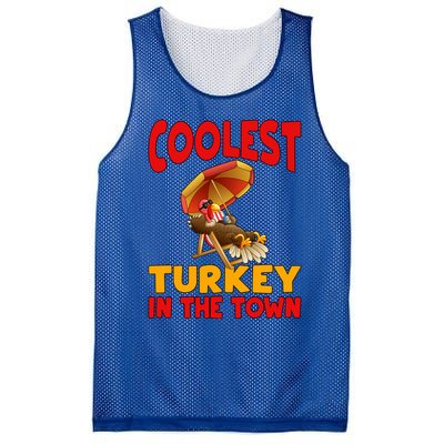 Coolest Turkey In Town Funny Thanksgiving Gift Mesh Reversible Basketball Jersey Tank