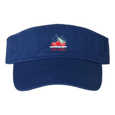 Christmas Tree In Back Of Old Red Pick Up Truck Snowing Cute Gift Visor